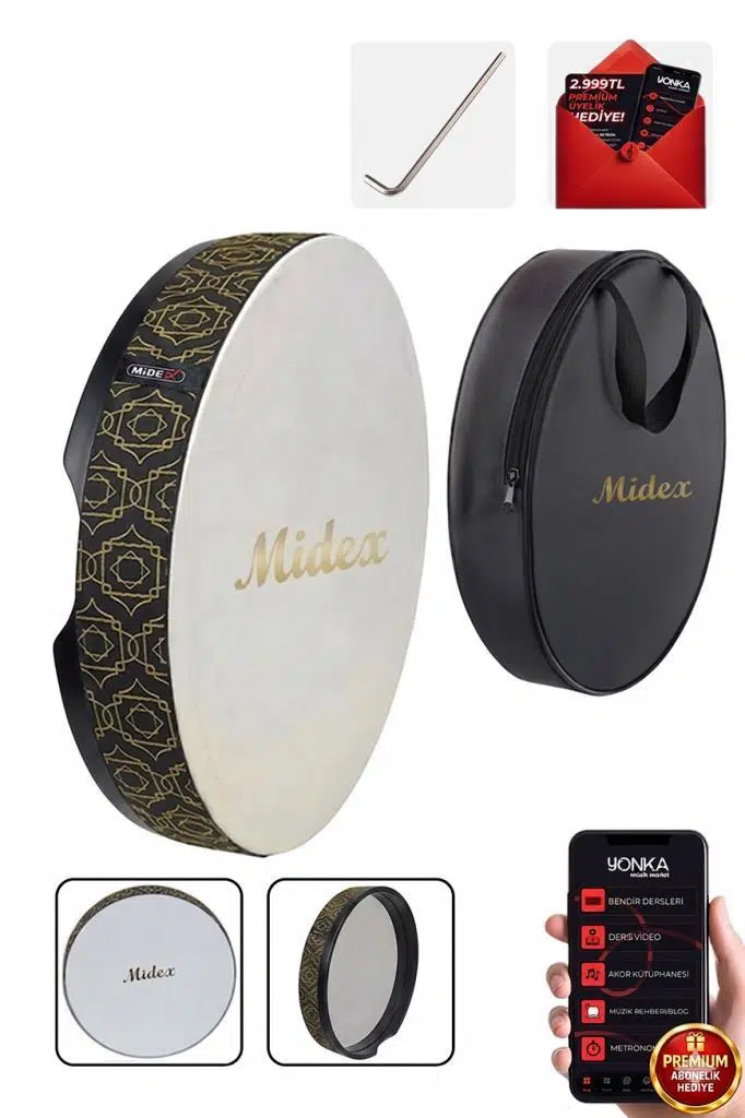 Midex BR-511 Kaliteli Bendir Def Akort Ayarlı EL Tutma Oyuklu Çantalı