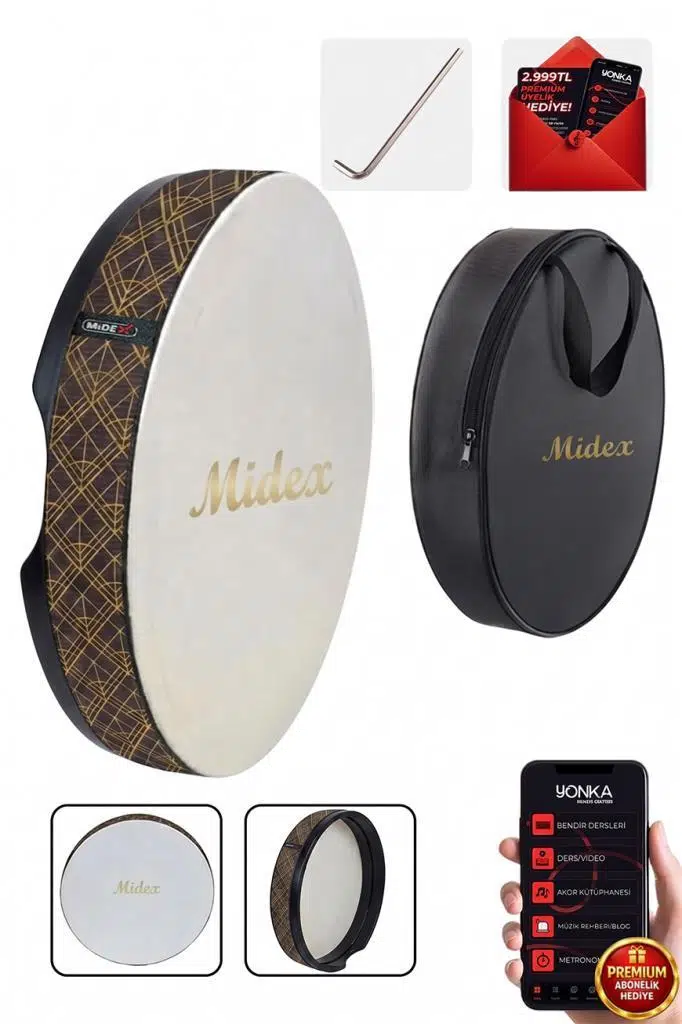 Midex BR-711 Kaliteli Bendir Def Akort Ayarlı EL Tutma Oyuklu Çantalı