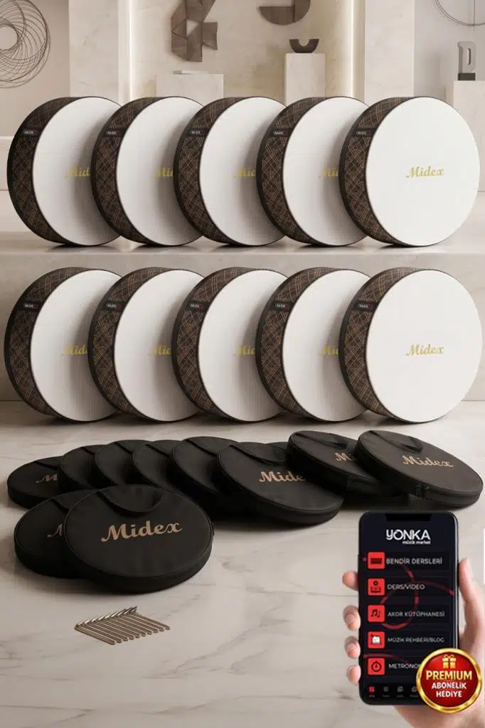 Midex BR-711X 10'lu Bendir Def Toptan Paket Akort Ayarlı EL Tutma Oyuklu Çantalı