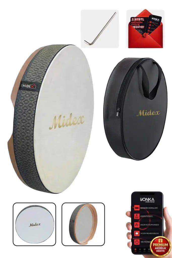 Midex BR-810 Kaliteli Bendir Def Akort Ayarlı EL Tutma Oyuklu Çantalı