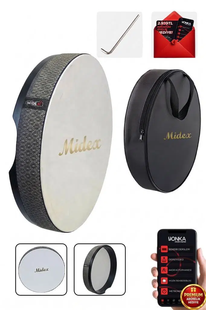Midex BR-811 Kaliteli Bendir Def Akort Ayarlı EL Tutma Oyuklu Çantalı