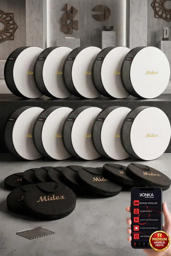 Midex BR-811X 10'lu Bendir Def Toptan Paket Akort Ayarlı EL Tutma Oyuklu Çantalı