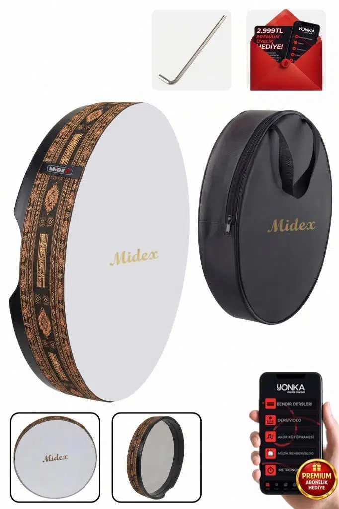 Midex BR-911 Kaliteli Bendir Def Akort Ayarlı EL Tutma Oyuklu Çantalı