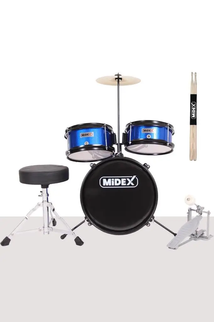 Midex CD300X-BL Akustik Junior Çocuk Baterisi Davulu Seti 5-14 Yaş İçin Full Set