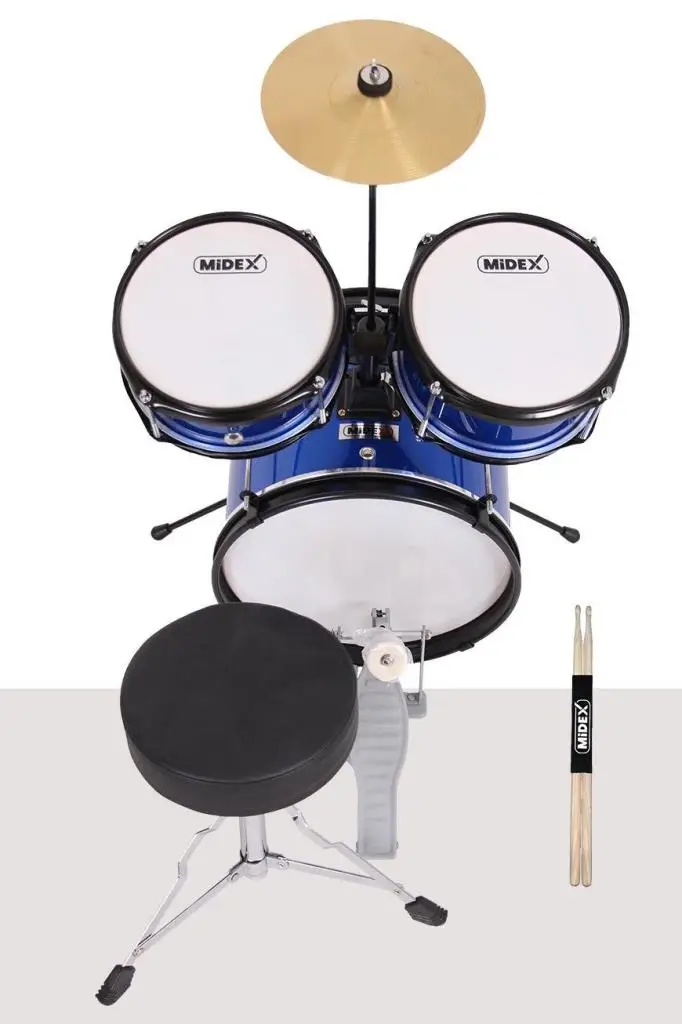 Midex CD300X-BL Akustik Junior Çocuk Baterisi Davulu Seti 5-14 Yaş İçin Full Set