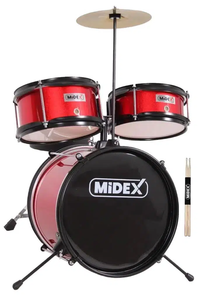 Midex CD300X-RD Akustik Junior Çocuk Baterisi Davulu Seti 5-14 Yaş İçin Full Set