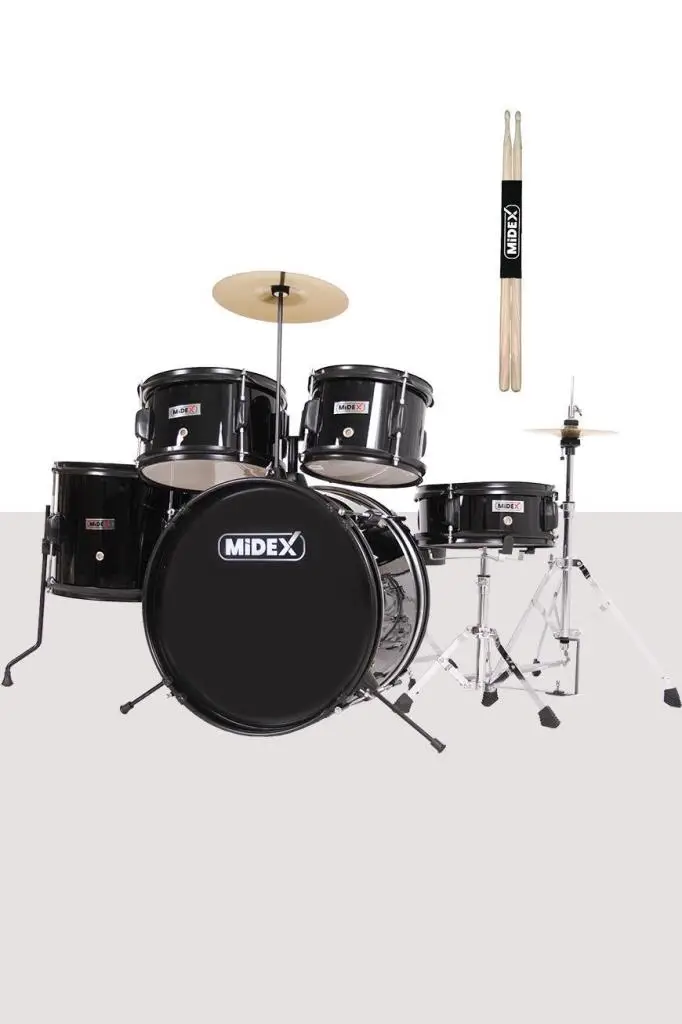 Midex CD500X-BK Akustik Junior Çocuk Baterisi Davul Seti 5-18 Yaş İçin Full Set