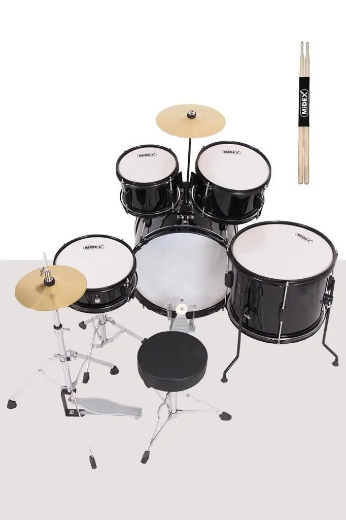 Midex CD500X-BK Akustik Junior Çocuk Baterisi Davul Seti 5-18 Yaş İçin Full Set