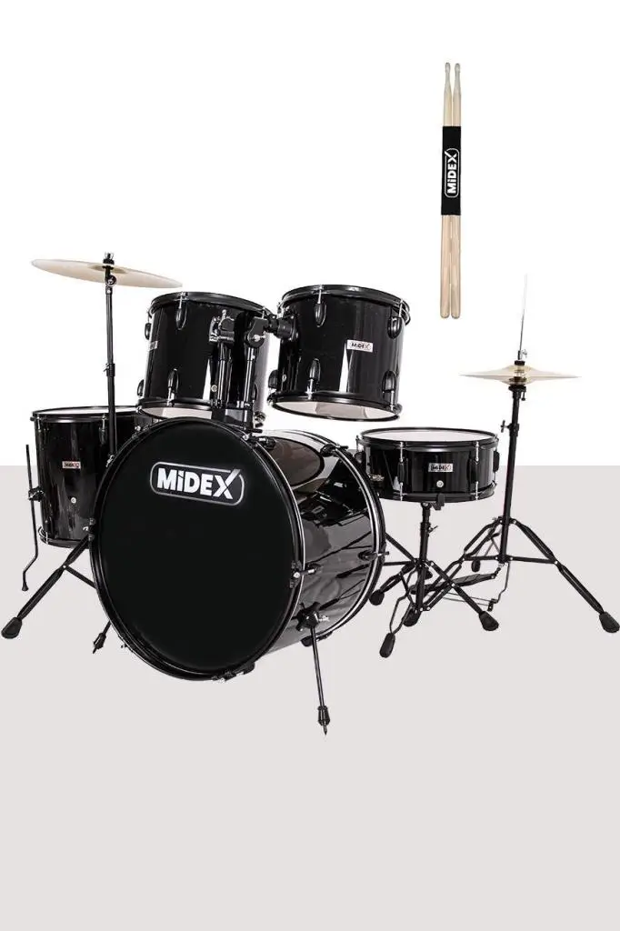 Midex CD900X-BK 22`` Yetişkin Akustik Bateri Davul Seti 22B-13T-12T-16F-14S (5 Parça)
