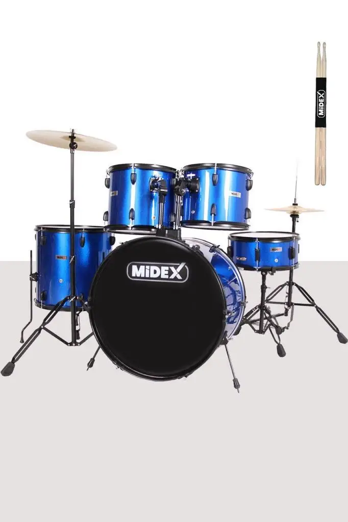 Midex CD900X-BL 22`` Yetişkin Akustik Bateri Davul Seti 22B-13T-12T-16F-14S (5 Parça)