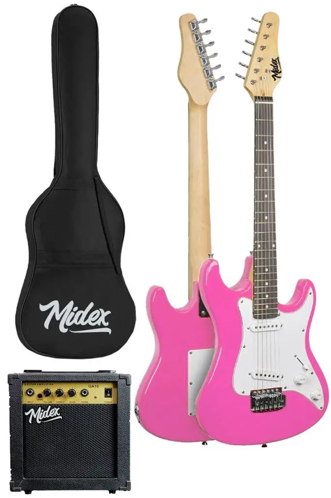 Midex CEG-36PK 8-12 Yaş Çocuklar İçin Amfili Full 3/4 36 İnç Elektro Gitar Seti Pembe