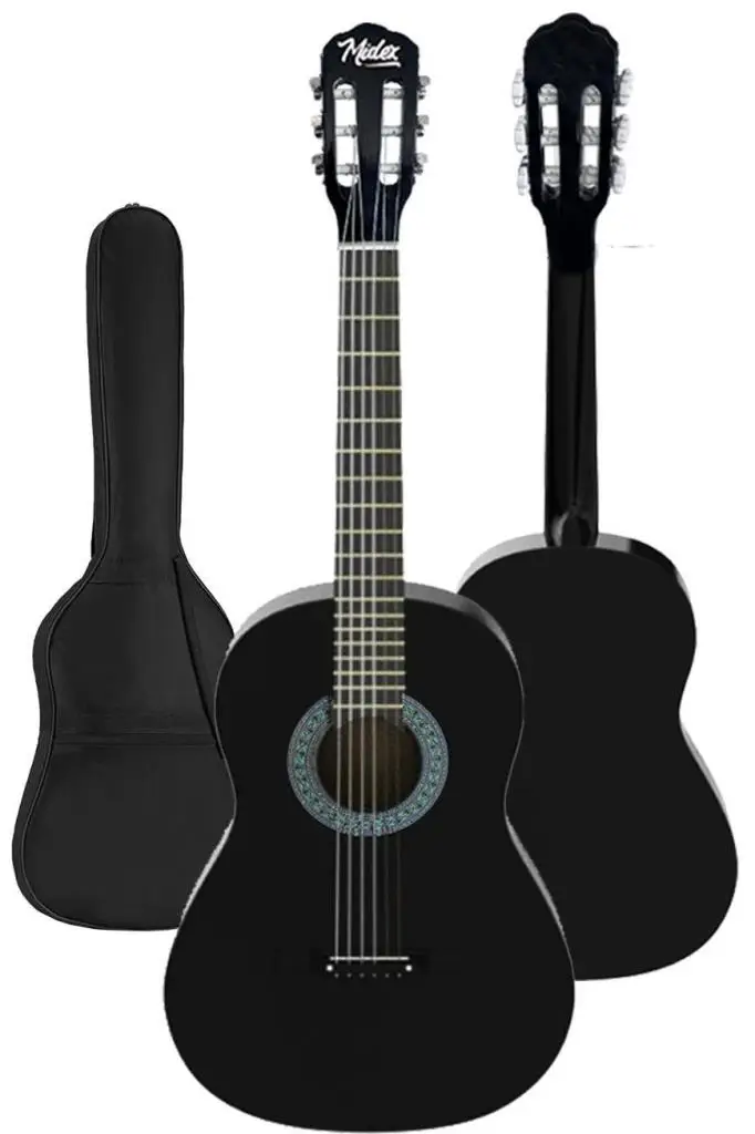 Midex CG-265BK Siyah Klasik Gitar 4/4 Yetişkin Boy Sap Ayarlı Full Set