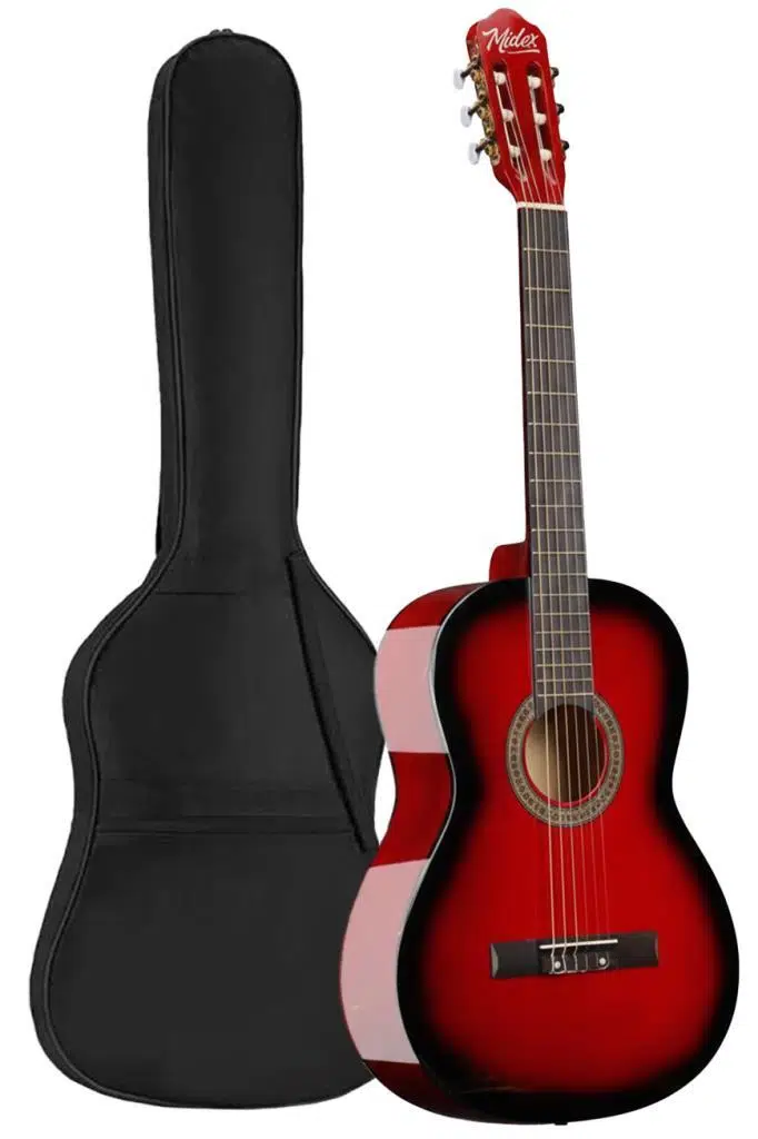 Midex CG-270RD Kırmızı Renk Klasik Gitar 4/4 Yetişkin Boy Sap Ayarlı Full Set