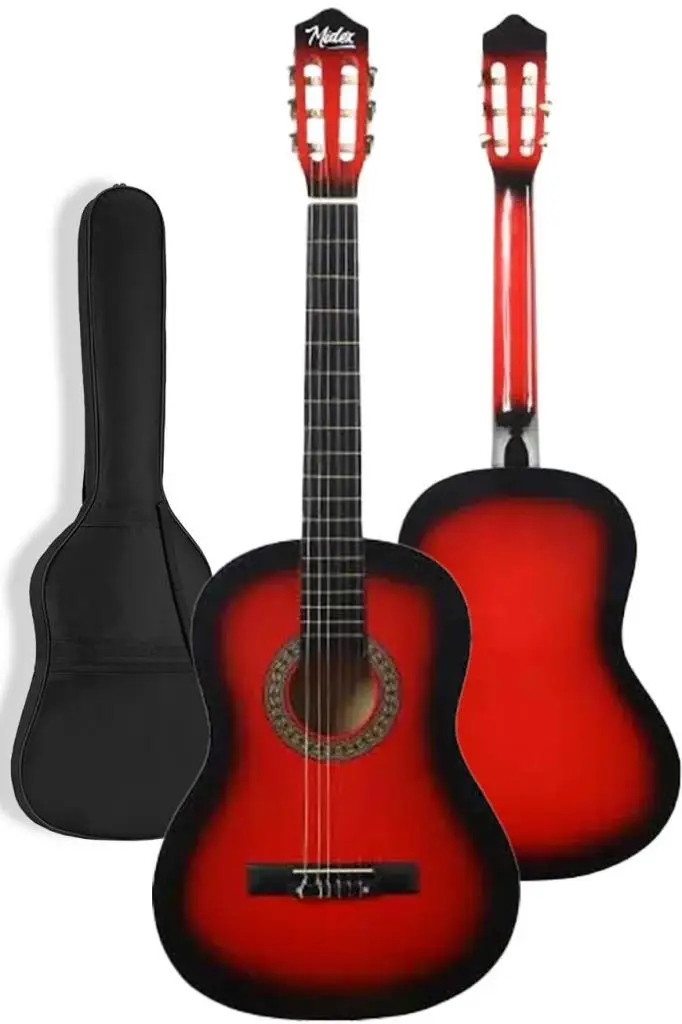 Midex CG-270RD Kırmızı Renk Klasik Gitar 4/4 Yetişkin Boy Sap Ayarlı Full Set