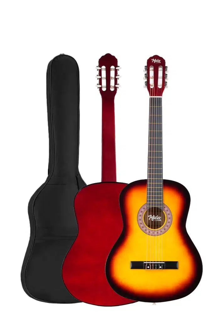 Midex CG-270SB Sunburst Renk Klasik Gitar 4/4 Yetişkin Boy Sap Ayarlı Full Set