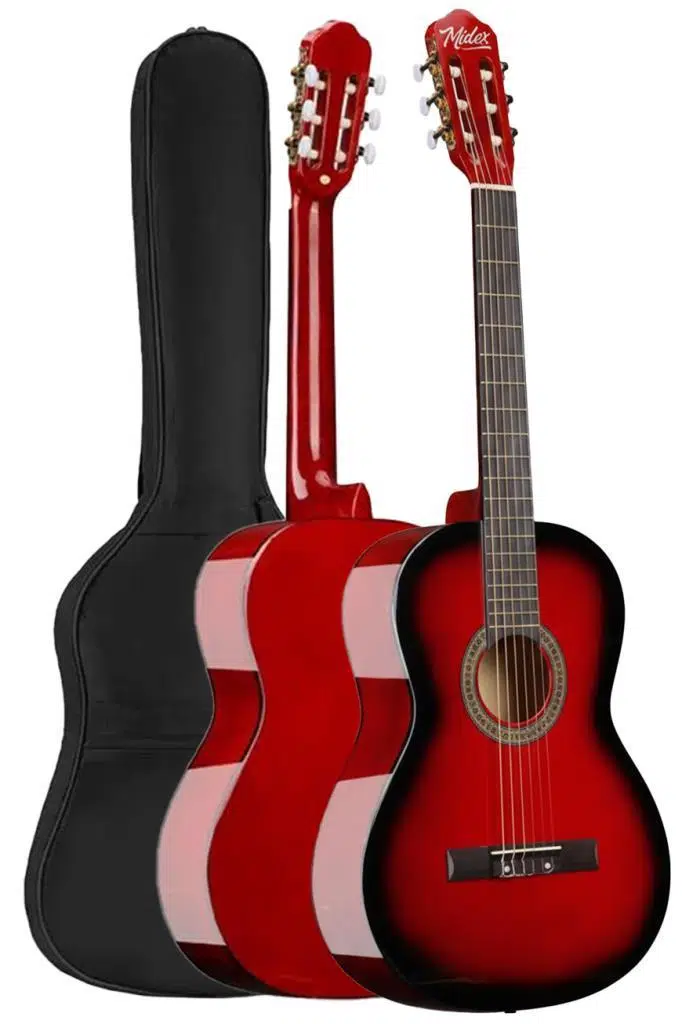 Midex CG-36RD Kaliteli 36 İnç 3/4 Juniur Çocuk Gitarı 8-12 Yaş Arası (Çanta Askı Capo Nota Sticker Pena Metod)
