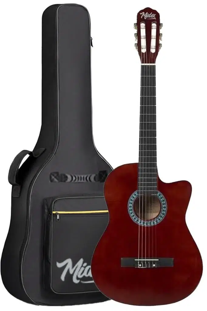 Midex CG-390BR-XBAG Klasik Gitar 4/4 Sap Ayarlı Kesik Kasa (Çanta Tuner Askı Capo Metod Pena)