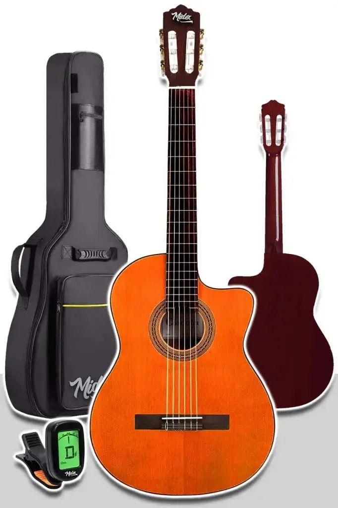 Midex CG-390M-XBAG Klasik Gitar 4/4 Sap Ayarlı Kesik Kasa (Çanta Tuner Askı Capo Metod Pena)