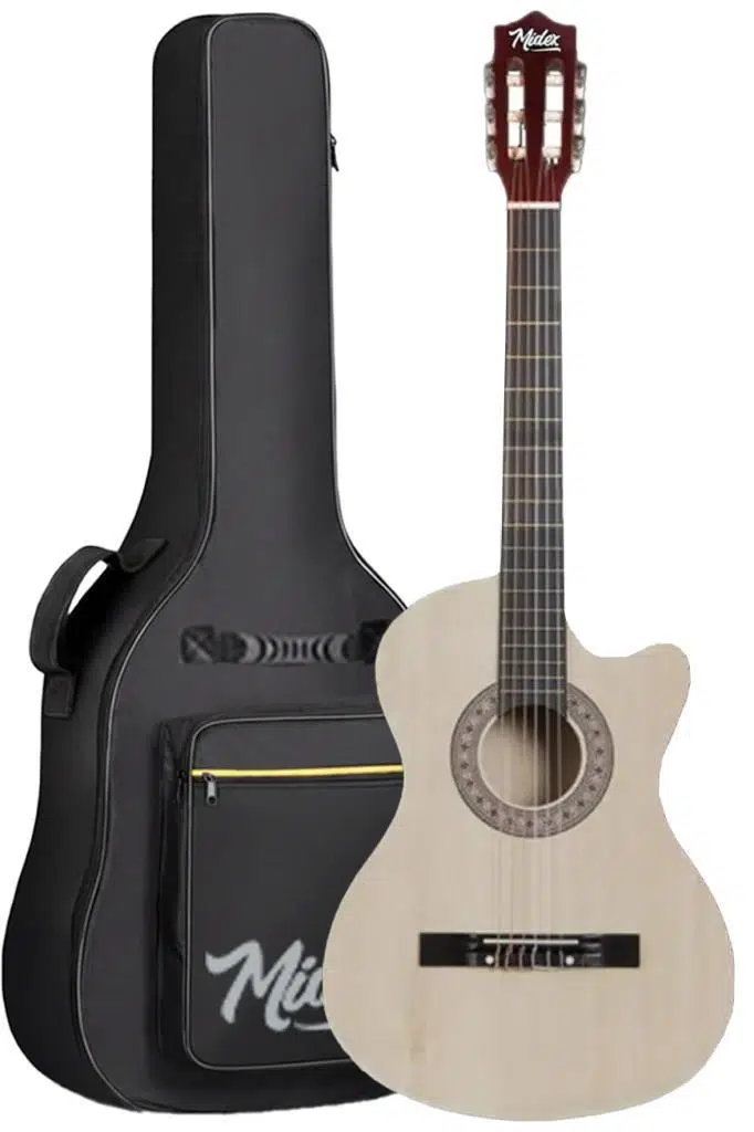 Midex CG-390NT-XBAG Klasik Gitar 4/4 Sap Ayarlı Kesik Kasa (Çanta Tuner Askı Capo Metod Pena)
