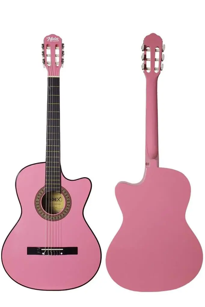 Midex CG-390PK-XBAG Pembe Renk Klasik Gitar 4/4 Sap Ayarlı Kesik Kasa (Çanta Tuner Askı Capo Metod Pena)