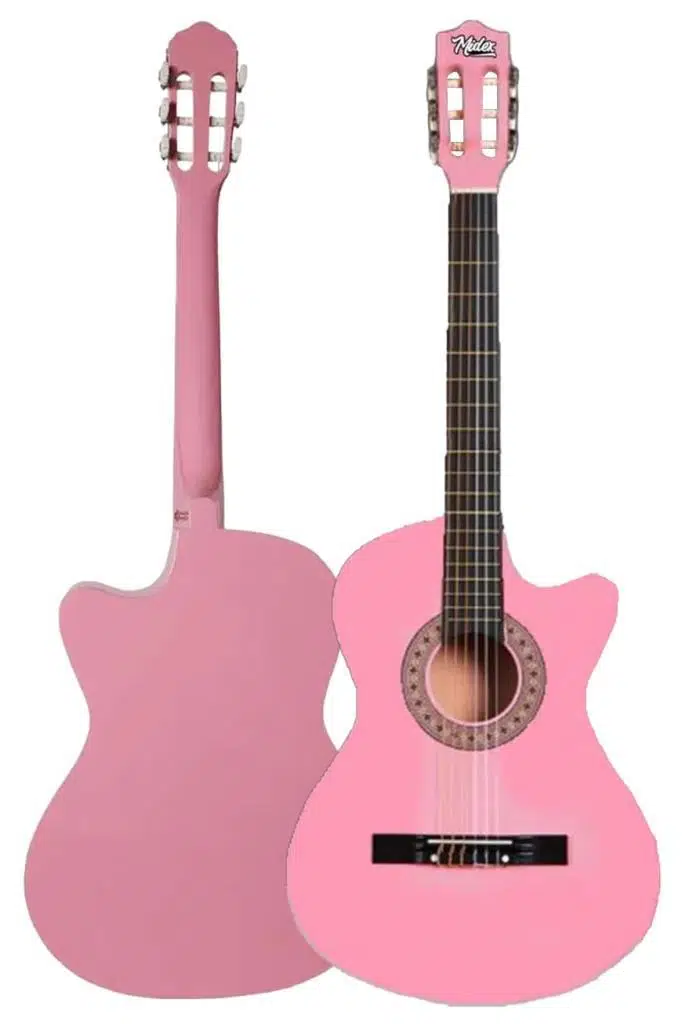 Midex CG-390PK-XBAG Pembe Renk Klasik Gitar 4/4 Sap Ayarlı Kesik Kasa (Çanta Tuner Askı Capo Metod Pena)