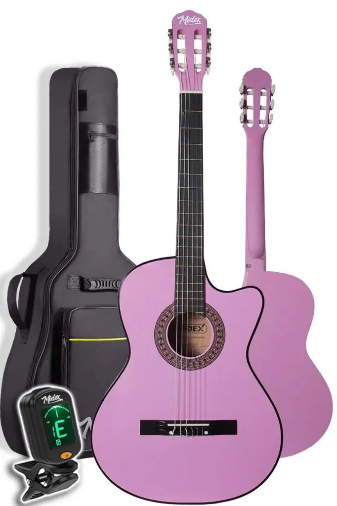 Midex CG-390PU-XBAG Lila Renk Klasik Gitar 4/4 Sap Ayarlı Kesik Kasa (Full Set)