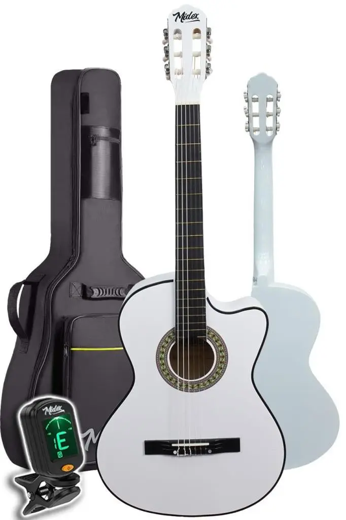 Midex CG-390WH-XBAG Beyaz Renk Klasik Gitar 4/4 Sap Ayarlı Kesik Kasa (Full Set)