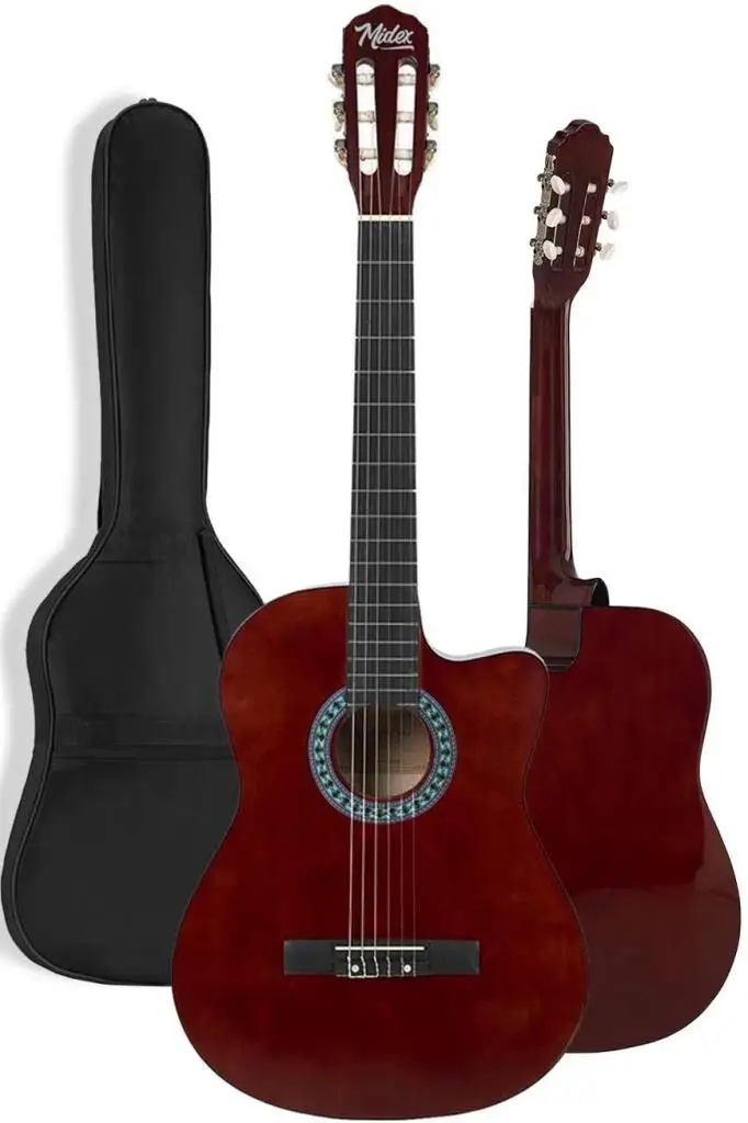 Midex CG-395BR Kahve Renk Kesik Klasik Gitar 4/4 Yetişkin Boy Sap Ayarlı Full Set