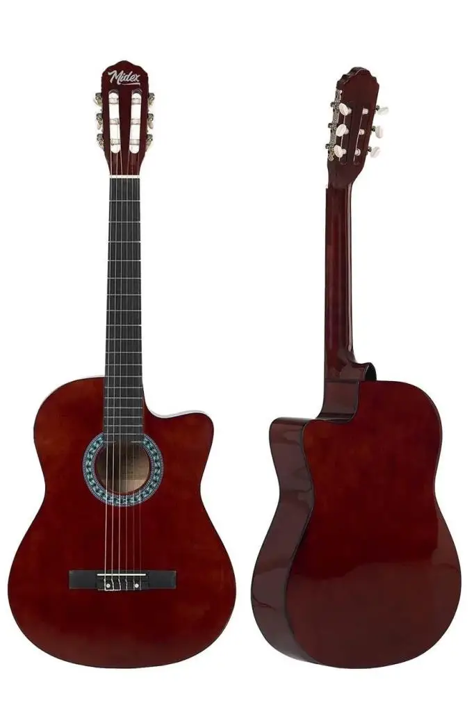 Midex CG-395BR Kahve Renk Kesik Klasik Gitar 4/4 Yetişkin Boy Sap Ayarlı Full Set