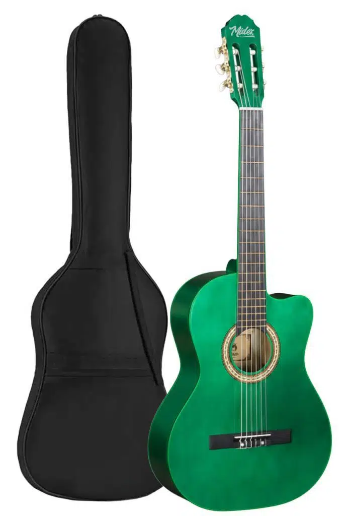 Midex CG-395GRN Yeşil Renk Kesik Klasik Gitar 4/4 Yetişkin Boy Sap Ayarlı Full Set