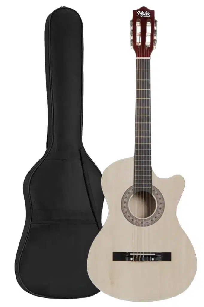Midex CG-395NT Natural Renk Kesik Klasik Gitar 4/4 Yetişkin Boy Sap Ayarlı Full Set