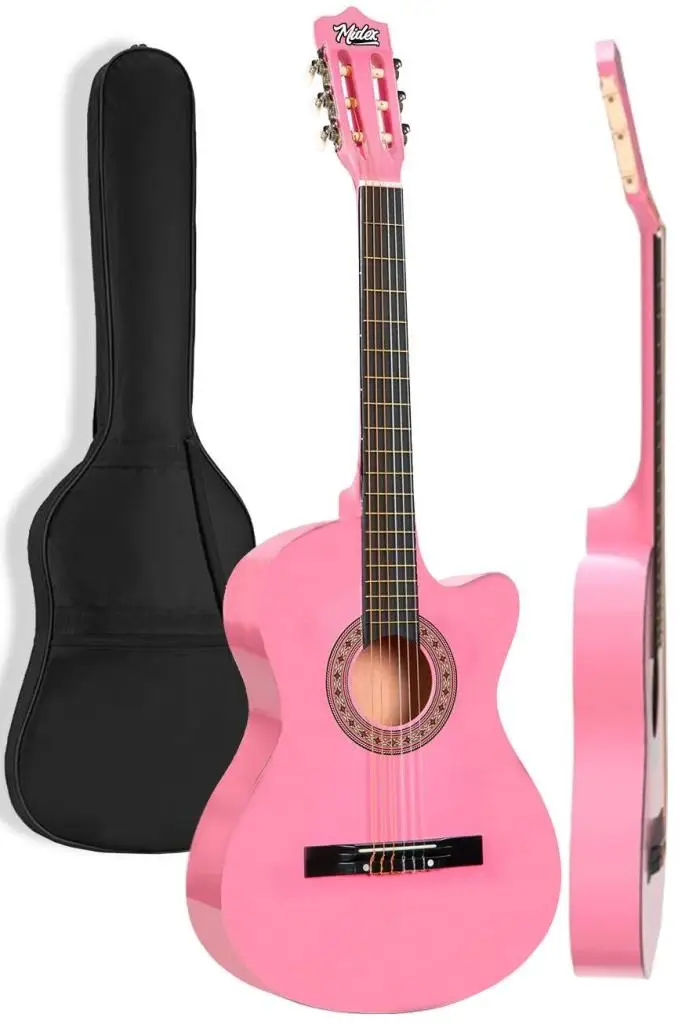 Midex CG-395PK Pembe Renk Kesik Klasik Gitar 4/4 Yetişkin Boy Sap Ayarlı Full Set