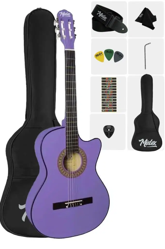 Midex CG-395PRP-OUT Klasik Gitar 4/4 Sap Ayarlı Kesik Kasa Full Set (OUTLET)