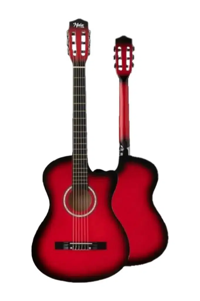Midex CG-395RD Kırmızı Renk Kesik Klasik Gitar 4/4 Yetişkin Boy Sap Ayarlı Full Set