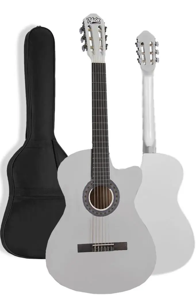 Midex CG-395WH Beyaz Renk Kesik Klasik Gitar 4/4 Yetişkin Boy Sap Ayarlı Full Set