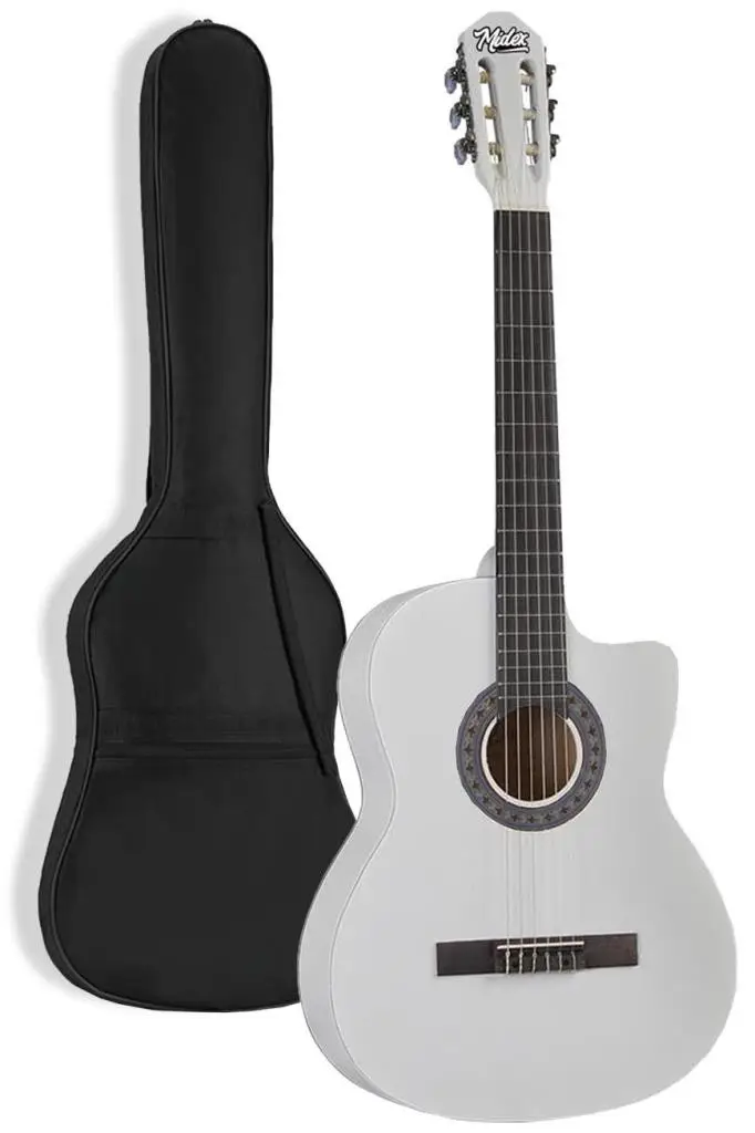 Midex CG-395WH Beyaz Renk Kesik Klasik Gitar 4/4 Yetişkin Boy Sap Ayarlı Full Set