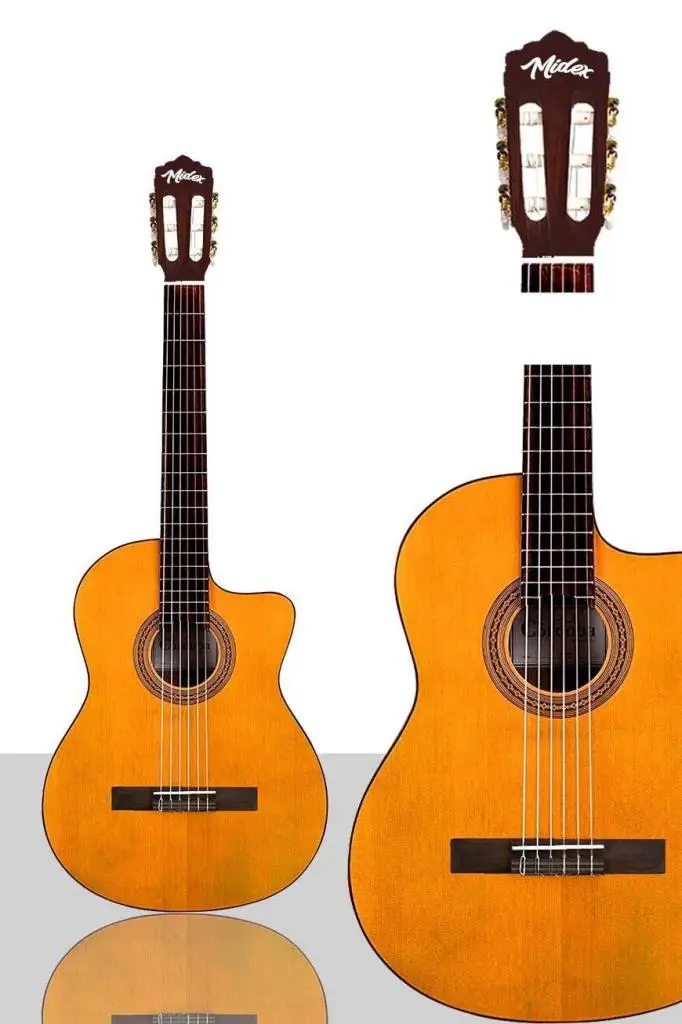 Midex CG-395YL Klasik Gitar 4/4 Kesik Kasa Full Set (Çanta Askı Tuner Metod Pena)