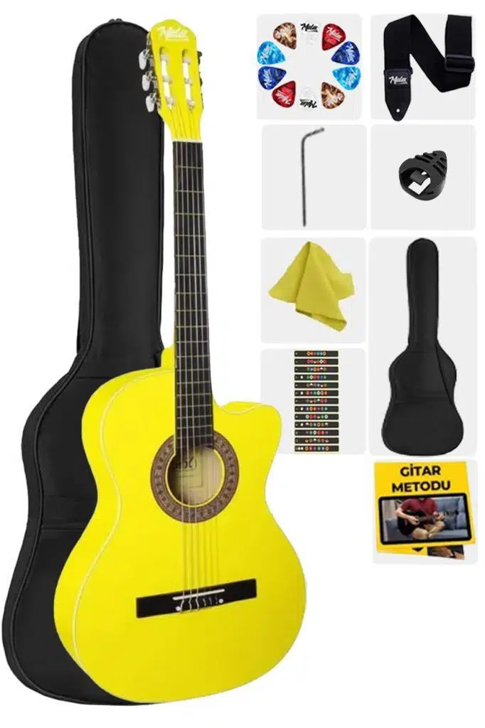 Midex CG-395YLW Klasik Gitar 4/4 Sap Ayarlı Kesik Kasa Full Set (Çanta Askı Tuner Metod Pena)