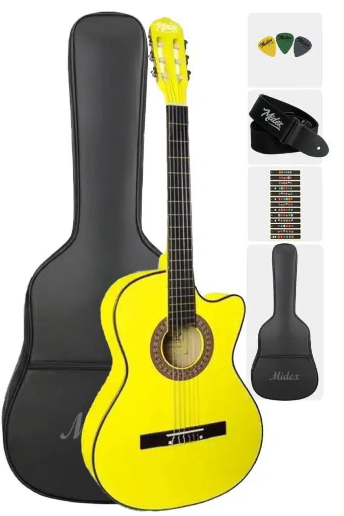 Midex CG-395YLW-OUT Klasik Gitar 4/4 Sap Ayarlı Kesik Kasa Full Set (OUTLET)