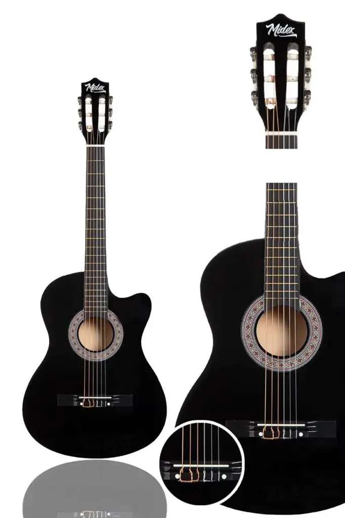 Midex CG-39CS Gigbag ve Full Aksesuar Siyah Klasik Gitar 4/4 Sap Ayarlı Kesik Kasa