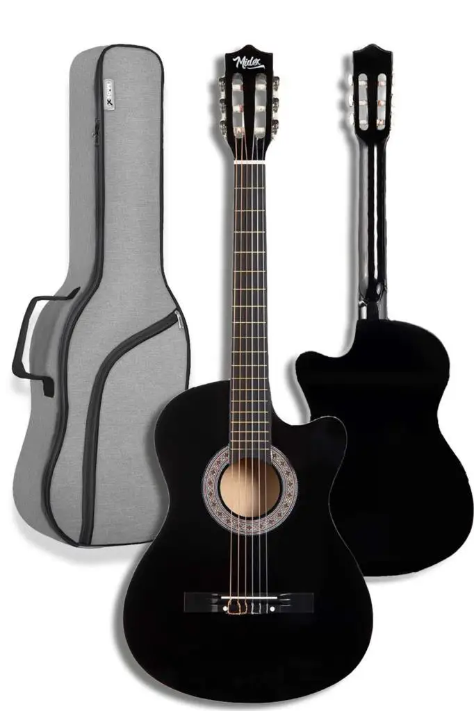 Midex CG-39X-CS Siyah Klasik Gitar 4/4 Kesik Kasa Sap Ayarlı (Gigbag Tuner Askı Capo Pena Metod)