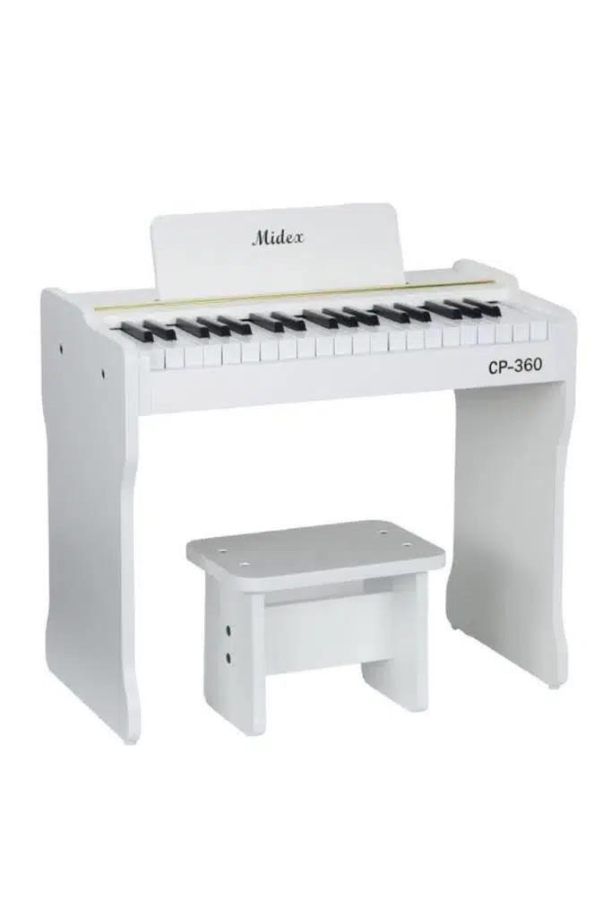 Midex CP-360WH Ahşap Çocuk Piyanosu Pilli 37 Tuşlu Gerçek Piyano Tuşları