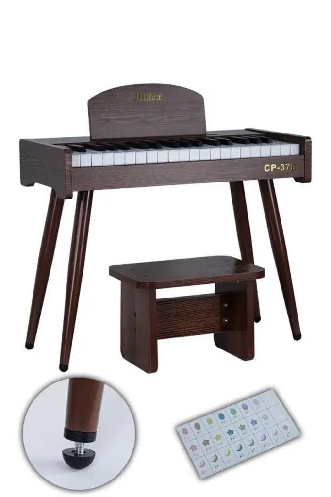 Midex CP-370C Ahşap Çocuk Piyanosu Pilli 37 Tuşlu Gerçek Piyano Tuşları