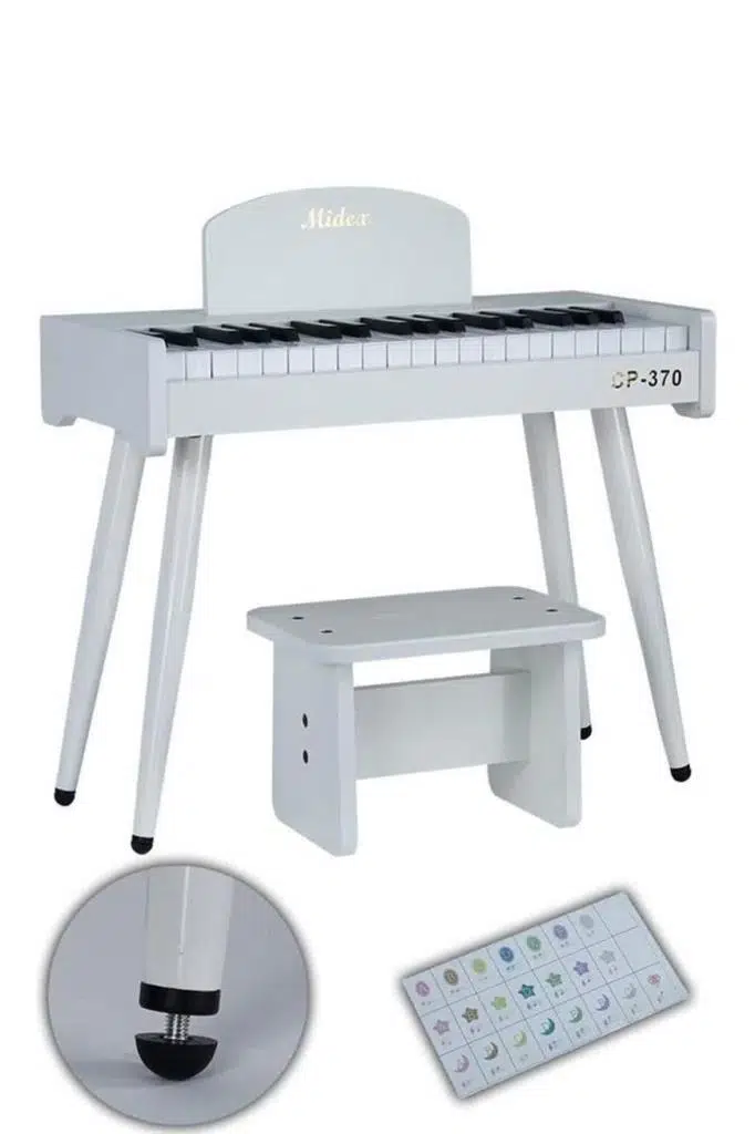 Midex CP-370WH Ahşap Çocuk Piyanosu Pilli 37 Tuşlu Gerçek Piyano Tuşları