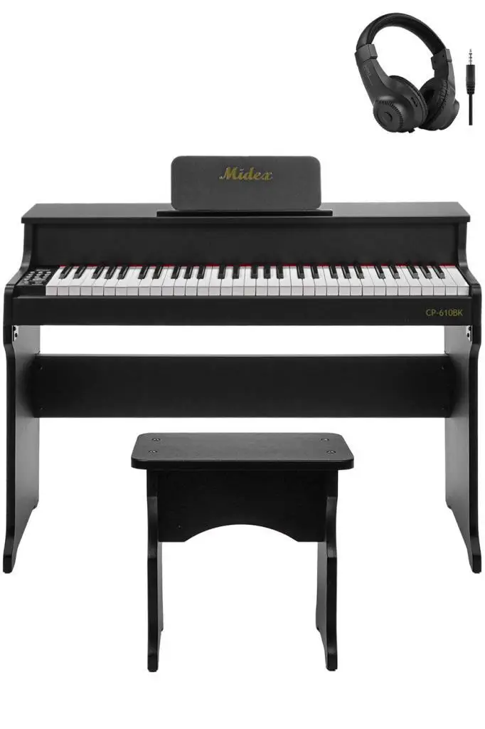Midex CP-610BK Çocuk Piyanosu 8-14 Yaş 61 Tuşlu Bluetooth`lu Tuş Hassasiyetli