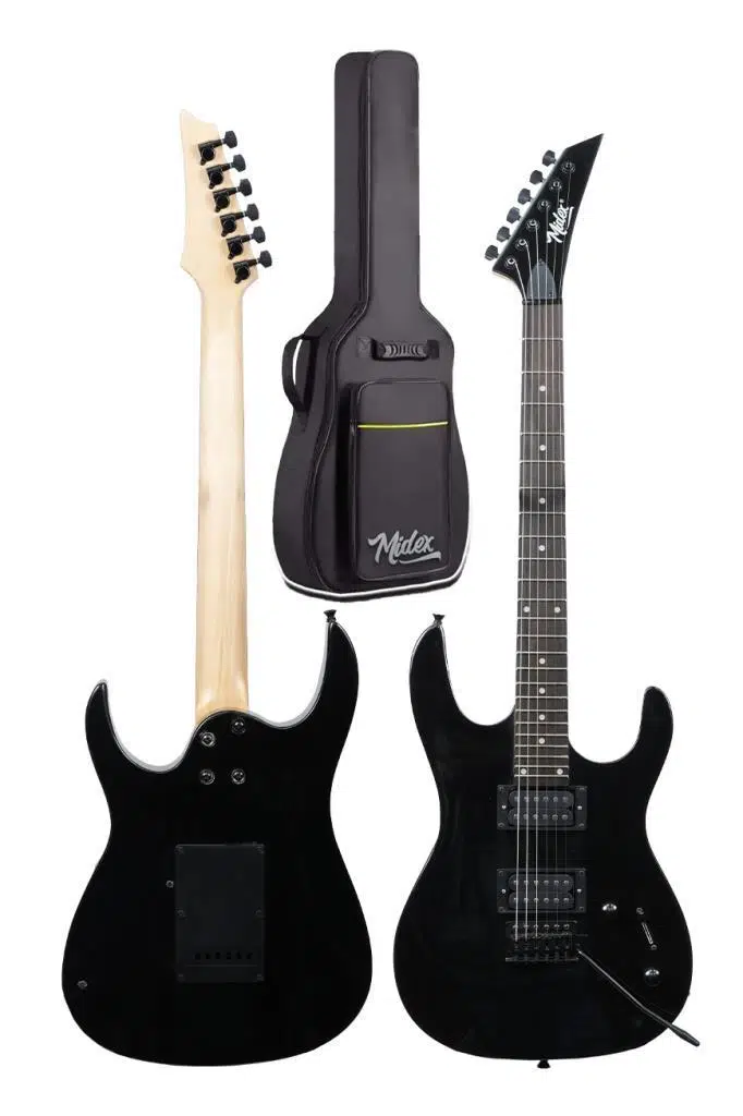 Midex Crade-25AMP Black Rosewood Super Strat Kasa HH Yüksek Kaliteli 25W Amfili Elektro Gitar Seti