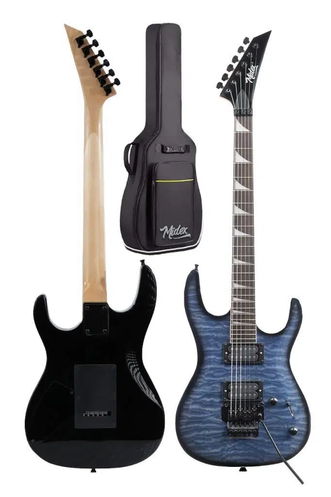 Midex Crade-50AMP Blue Rosewood Super Strat Kasa HH Yüksek Kaliteli 50W Amfili Elektro Gitar Seti