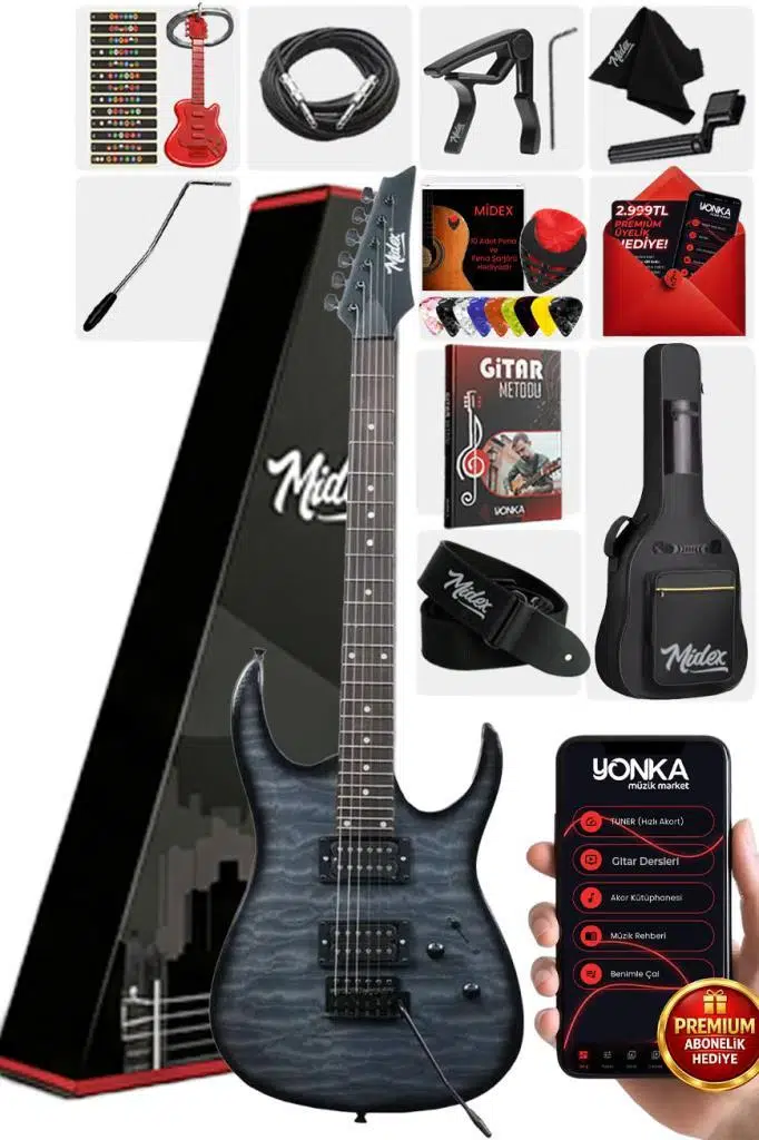 Midex Crade Grey Rosewood Klavye Super Strat Kasa HH Yüksek Kaliteli Elektro Gitar
