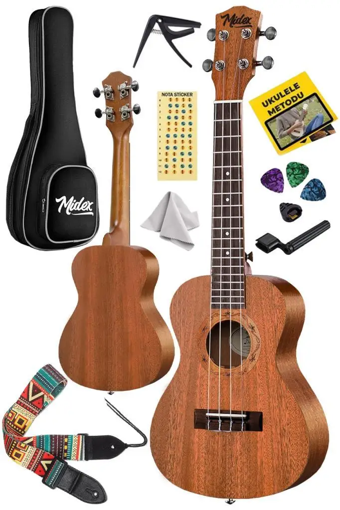 Midex CT-24M Set Maun Concert Ukulele (Softcase Capo Metod Nota Sticker Askı Pena)