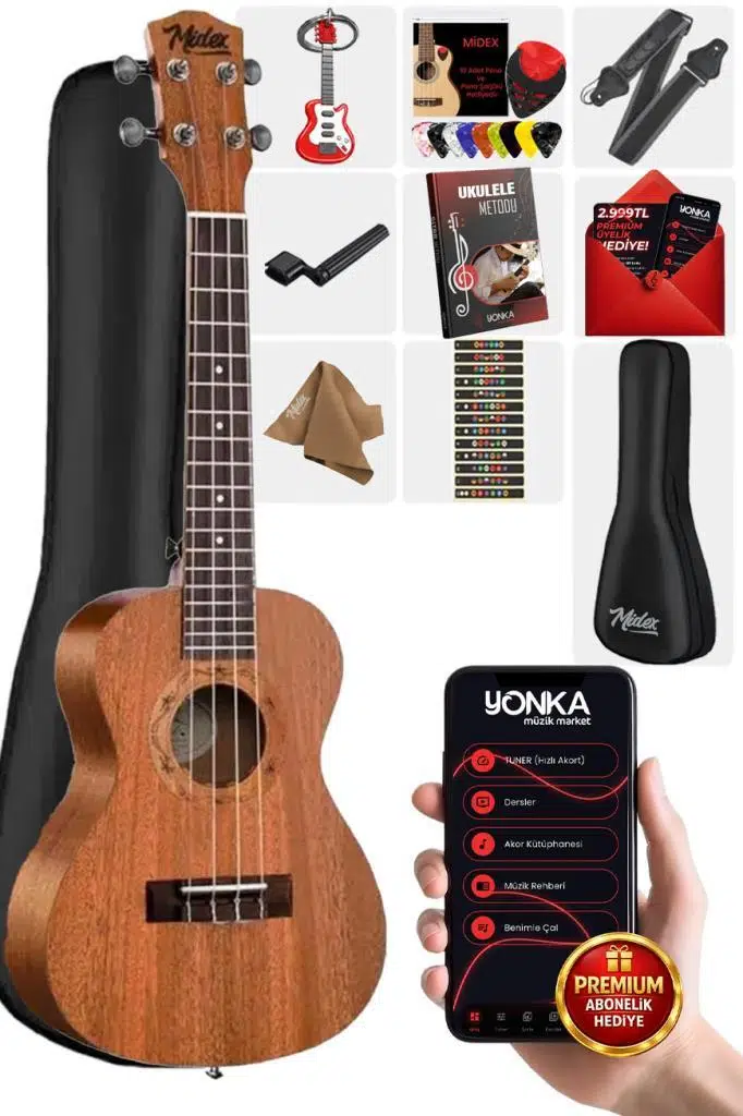 Midex CT-24MT Set Concert Ukulele (Çanta Askı Stand Metod Pena)